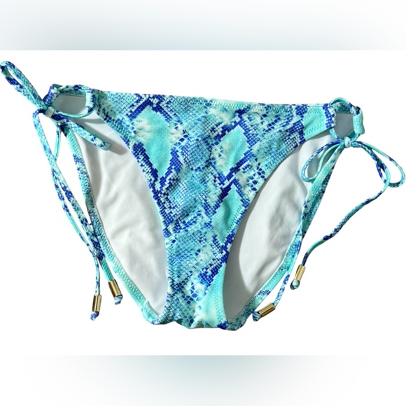 Freya Komodo Bay Side tie Bikini bottom brief swims agua blue snake print size 8 - Picture 3 of 9